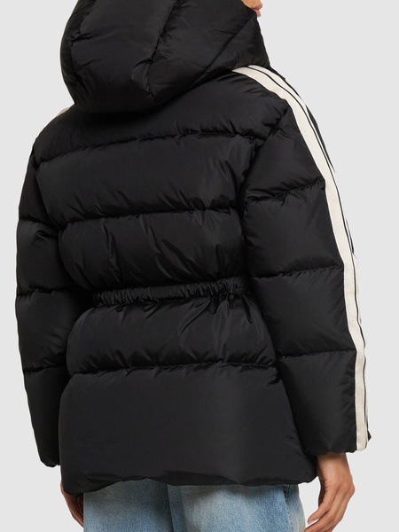 Belted nylon down jacket