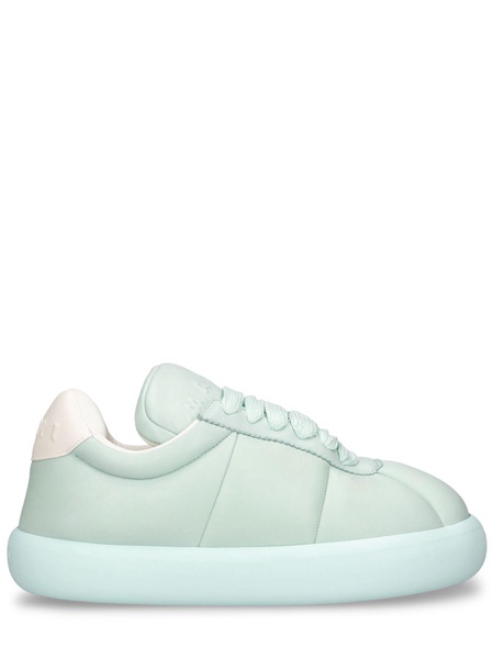 Puffy soft leather low top sneakers