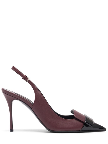 75mm Leather slingback pumps