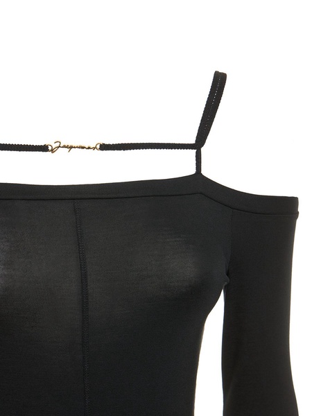 'sierra' Black Long-sleeve Top With Logo Detail In Jersey Woman