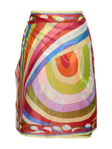 Printed cotton muslin pareo skirt