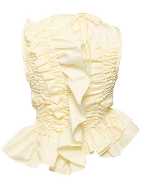 Geo sleeveless ruffled cotton top