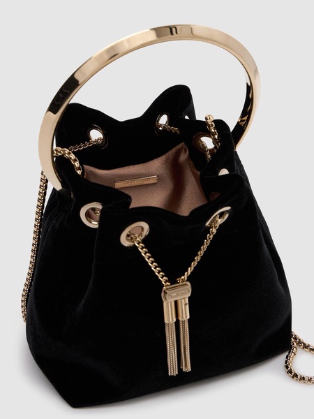 Bon Bon velvet bucket bag w/ crystals