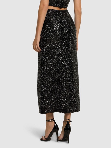 Sequined tweed midi skirt