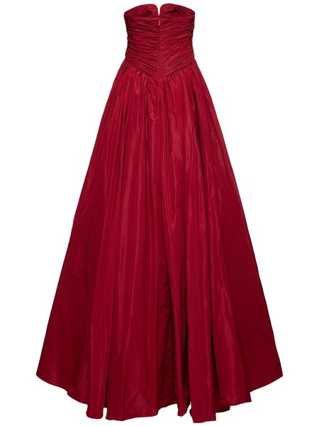 Strapless faille long dress w/overskirt