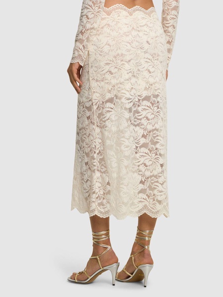 Stretch lace midi skirt