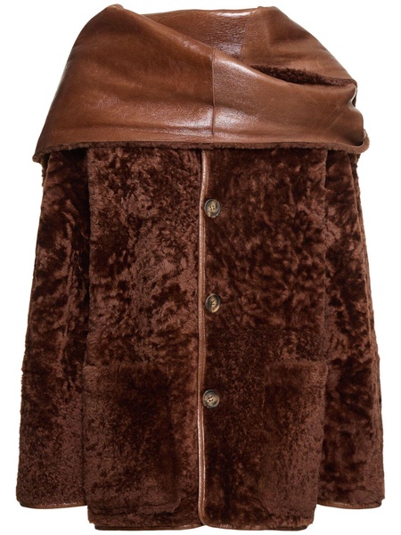 Reversible shearling short coat