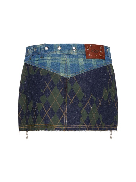 Kiki broken argyle denim mini skirt