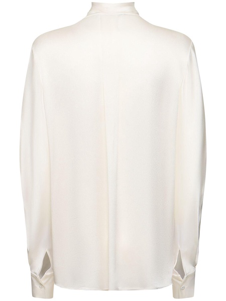 Bow neck satin shirt