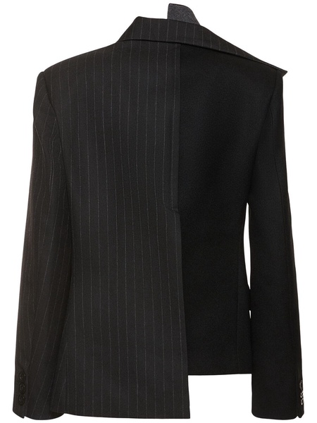 Chalk stripe & wool melton blazer