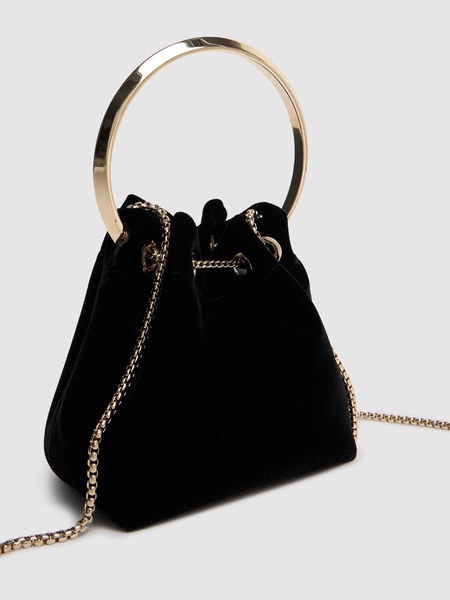 Bon Bon velvet bucket bag w/ crystals