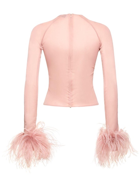 Alero jersey crop top w/ feathers