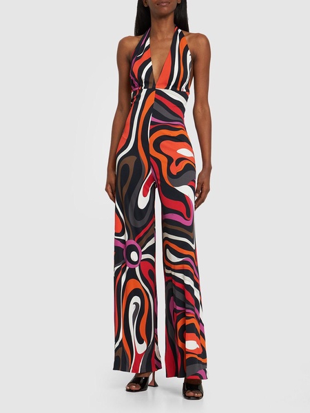 Marmo printed jersey halter jumpsuit