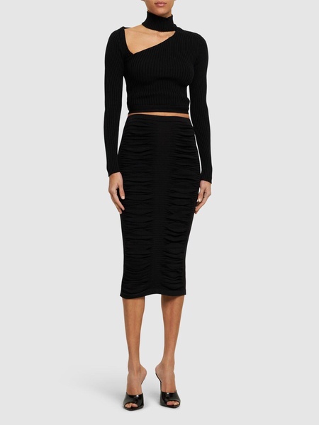 X-Ray viscose blend knit midi skirt