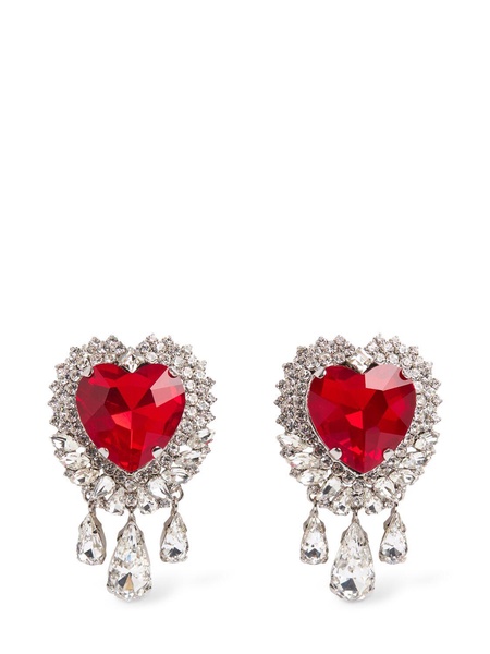 Crystal heart earrings w/ drops