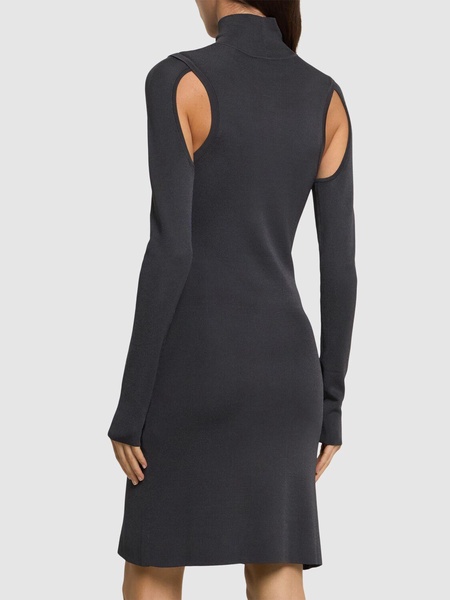 Viscose knit turtleneck midi dress