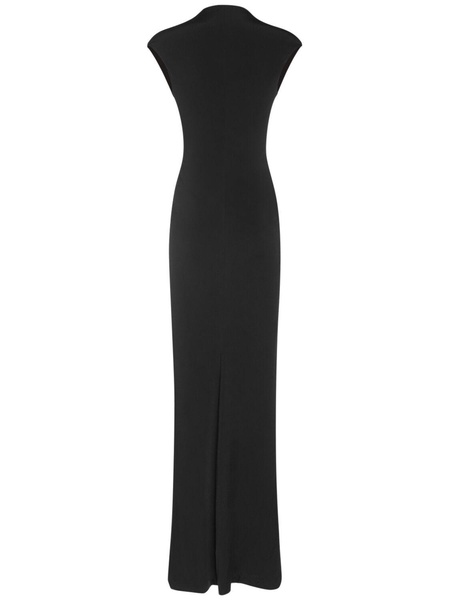 Stretch sable jersey draped long dress