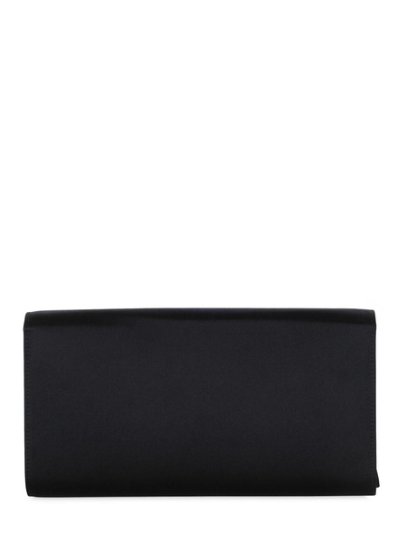 Crystal buckle satin envelope clutch