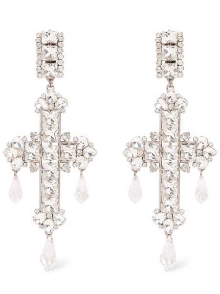 Crystal cross earrings w/ drops