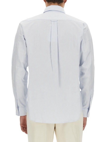 Maison Kitsuné Fox Embroidered Curved Hem Shirt