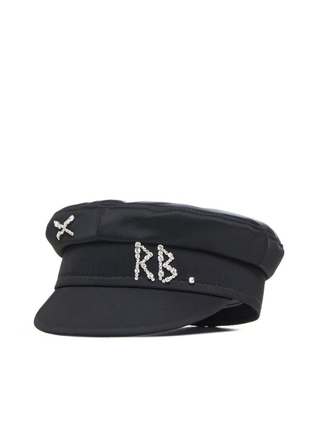 Black Rhinestone Logo Breton Hat