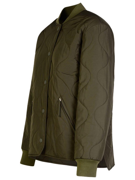 'Camila' Military Green Jacket With Snap Buttons In Quilted Fabric Woman