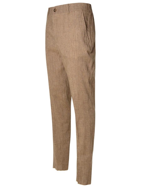 Brian Dales Brown Linen Blend Trousers