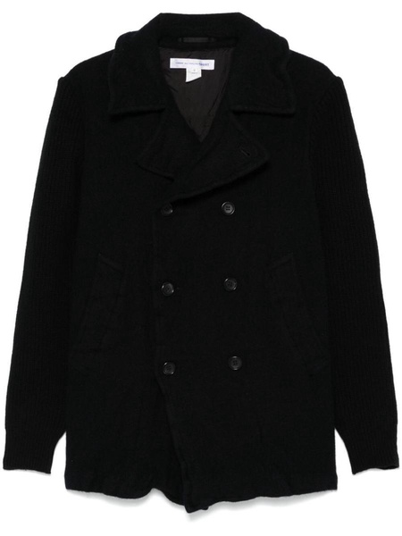 ribbed-sleeve peacoat