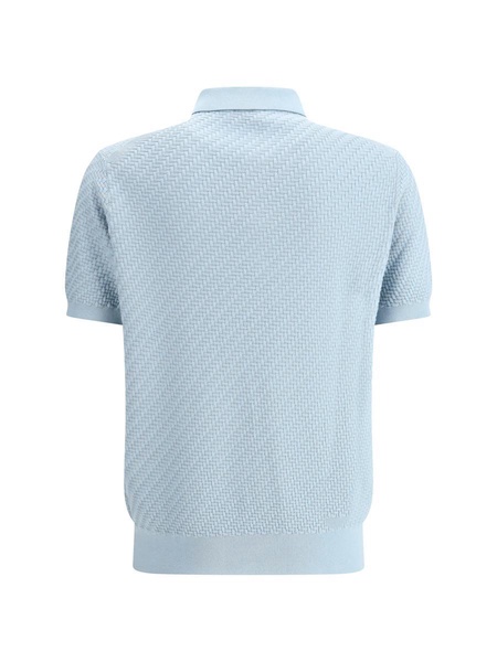 Polo Shirt With Woven Pattern.