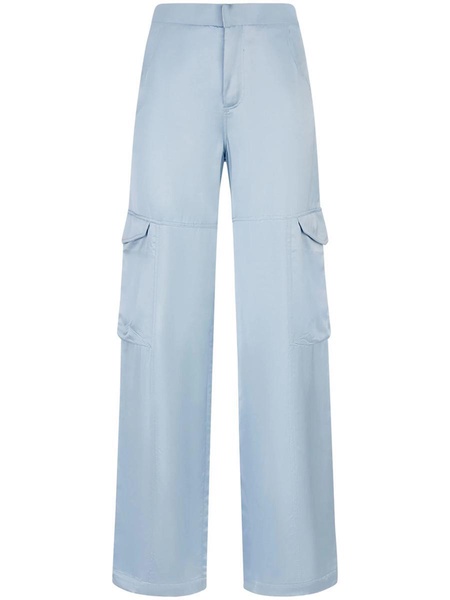 high-waisted satin cargo trousers