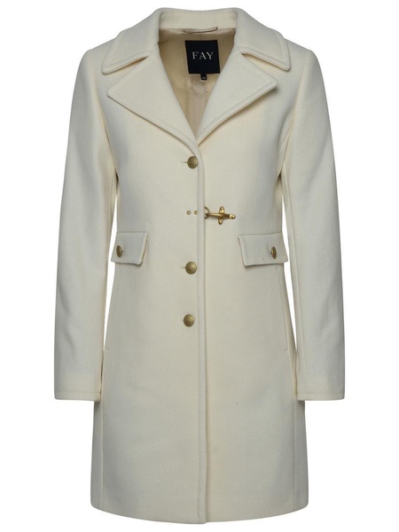 Fay Ivory Virgin Wool Blend Coat in Beige