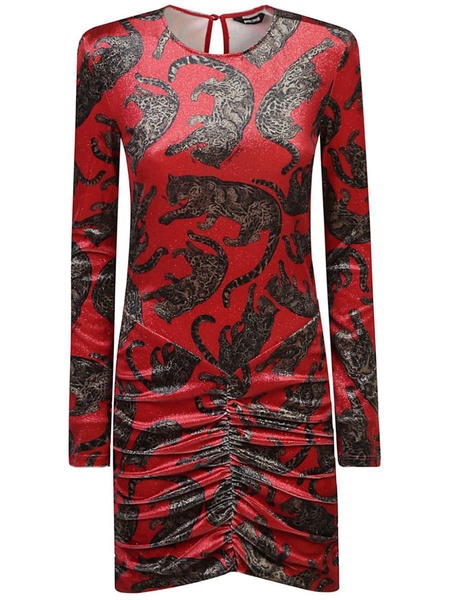 tiger-print velvet dress