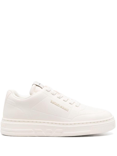 Ea7 Emporio Armani Logo Leather Sneakers in White