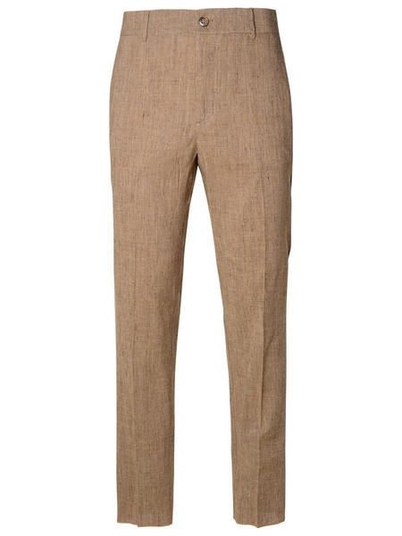 Brian Dales Brown Linen Blend Trousers