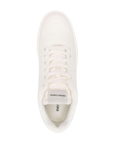 Ea7 Emporio Armani Logo Leather Sneakers in White