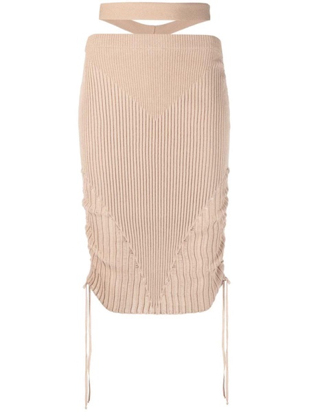 Andreādamo Cut-Out Ribbed Midi Skirt