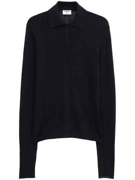 Filippa K Wol Polo Shirt in Black