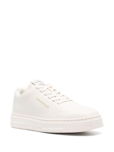 Ea7 Emporio Armani Logo Leather Sneakers in White