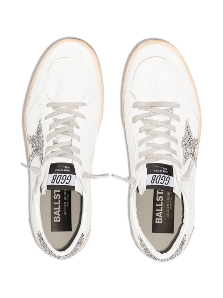 Golden Goose White And Silver Leather Ball Star Low Top Sneakers