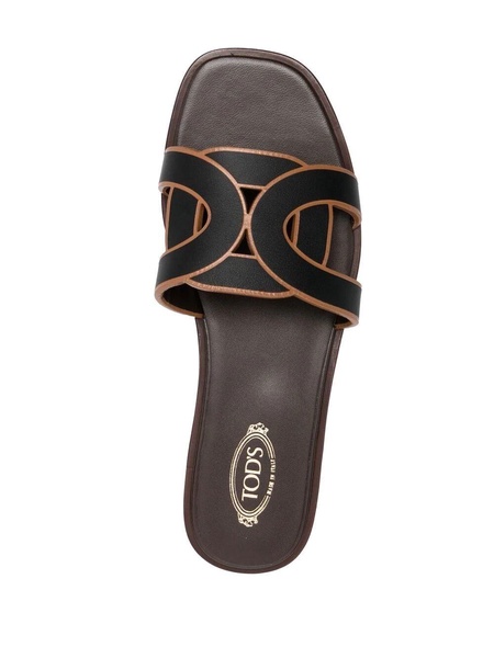 leather logo strap sandals