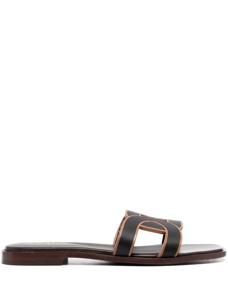 leather logo strap sandals