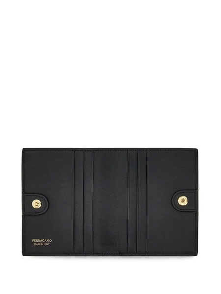 'wanda' Black Wallet With Gancini Closure In Patent Leather Woman