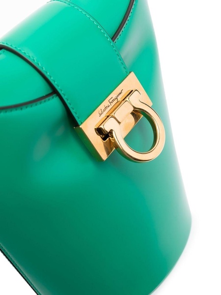 FERRAGAMO Bright Green 100% Leather Trifolio Bucket Handbag for Women - SS23 Collection