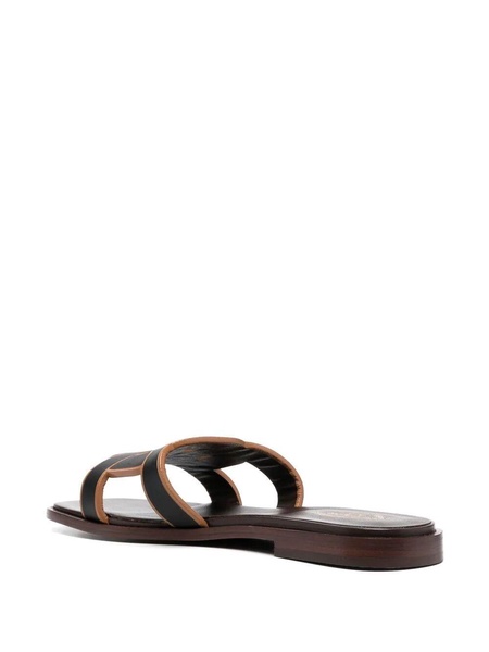 leather logo strap sandals