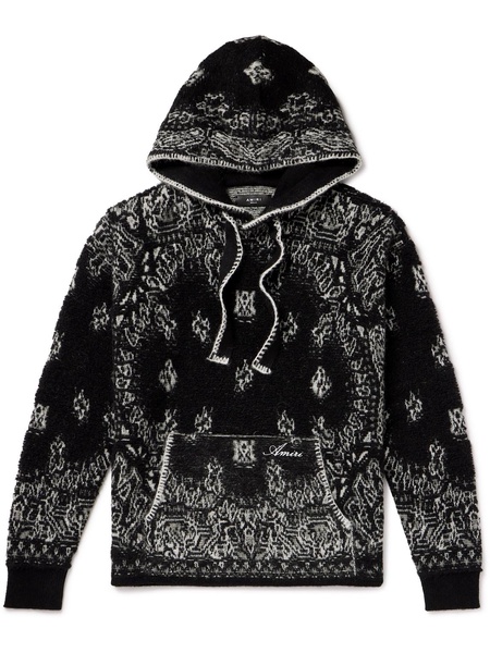 Bandana Whipstitched Jacquard-Knit Hoodie