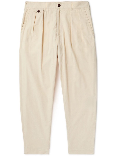 Straight-Leg Pleated Cotton-Corduroy Trousers