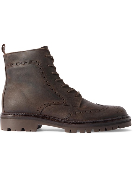 Jacques Waxed-Leather Brogue Boots