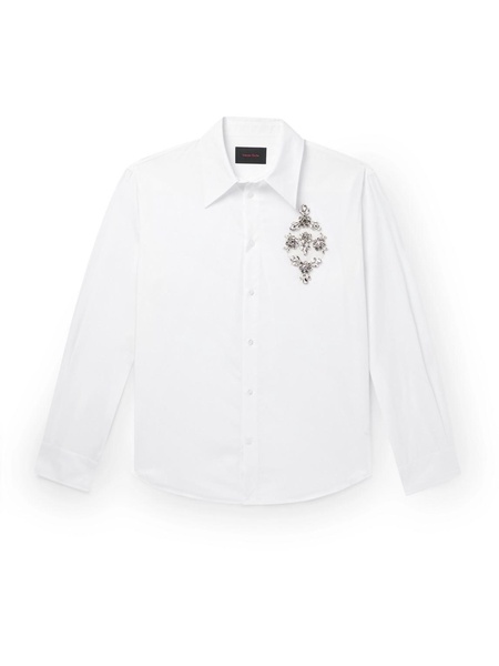 Crystal-Embellished Cotton-Poplin Shirt