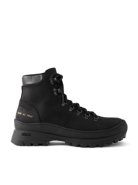 Leather-Trimmed Nubuck Hiking Boots