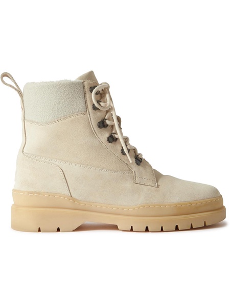 Gravel Cashmere-Trimmed Suede Boots